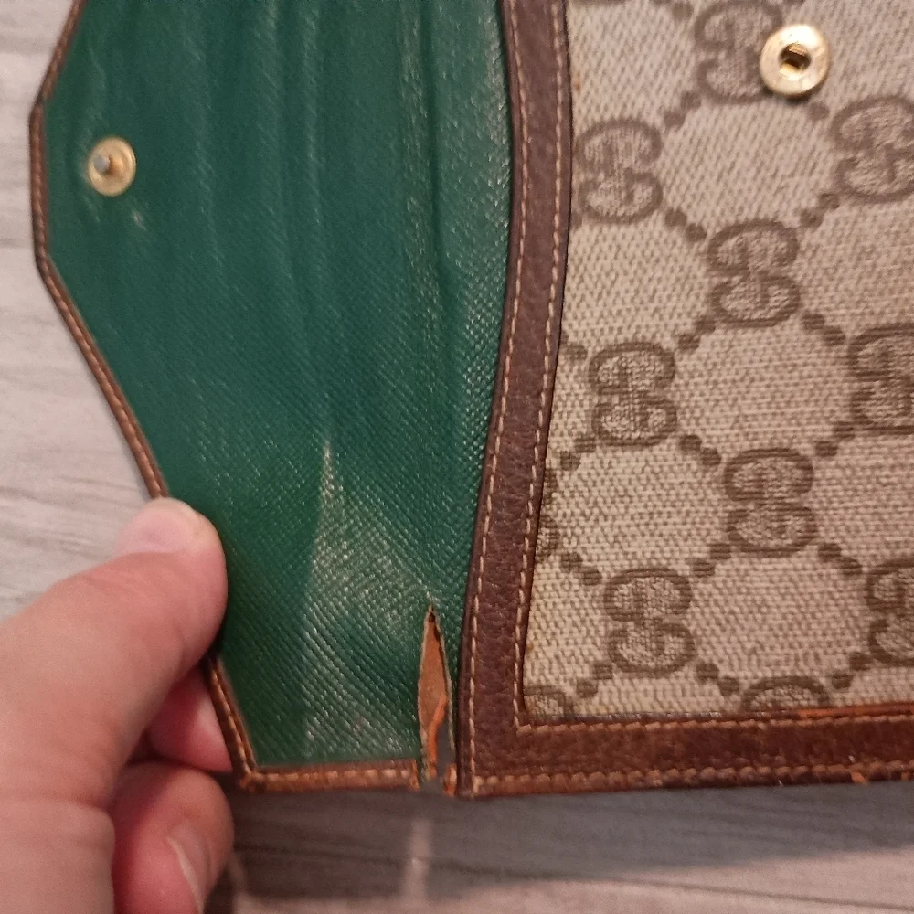 Authentic GUCCI GG Supreme Leather Bi-fold Long Wallet Vintage Brown - Picture 7 of 14